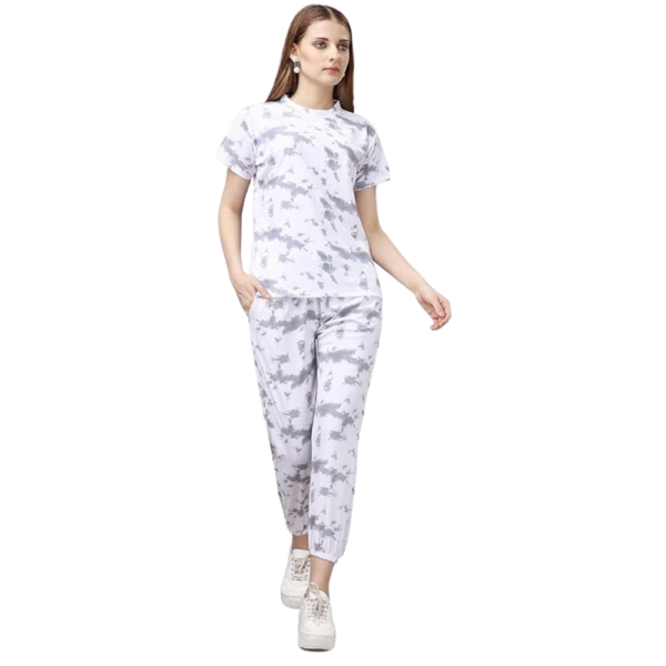 Tie & Dye Crop Top & Pyjama Set-Nightwear